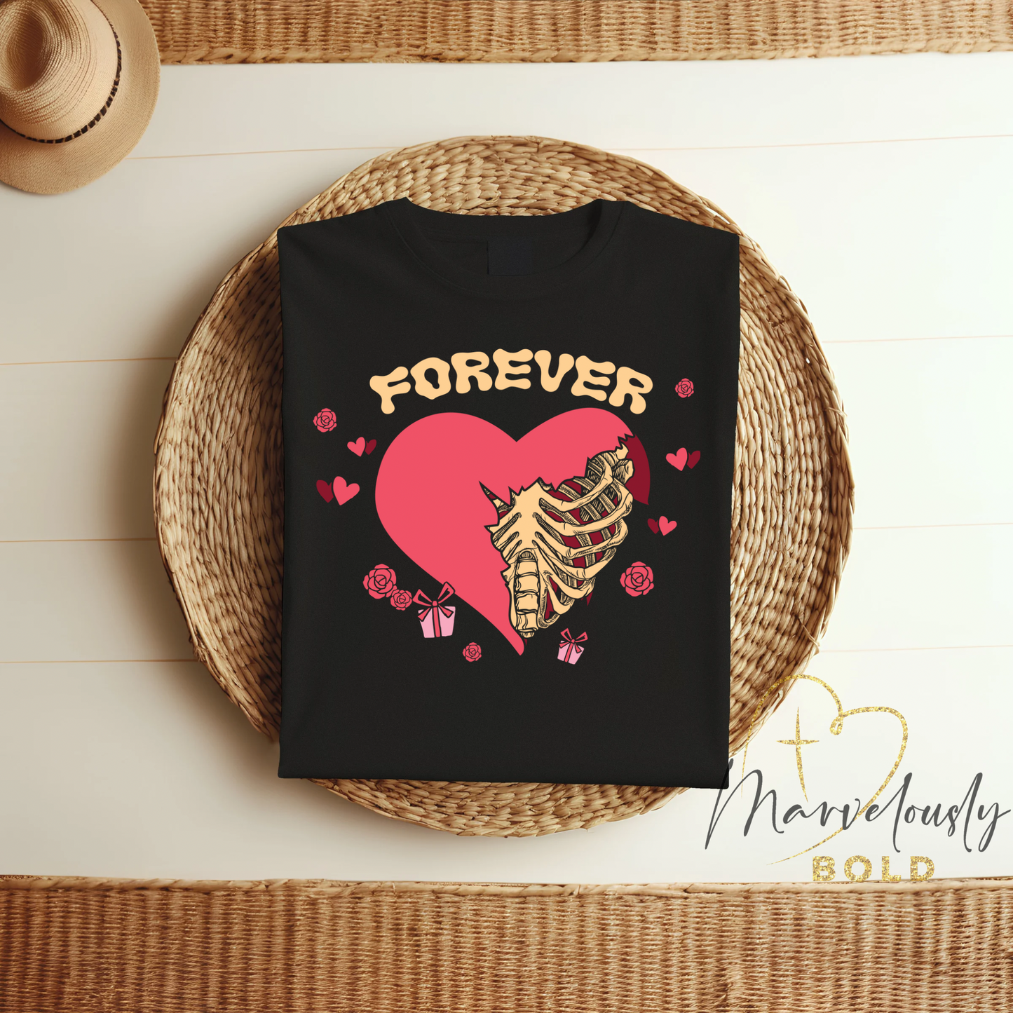 Forever Skeleton Heart DTF Print