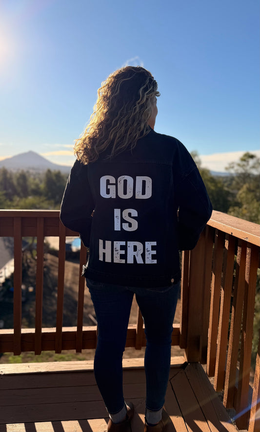 “God Is Here” Denim Jacket
