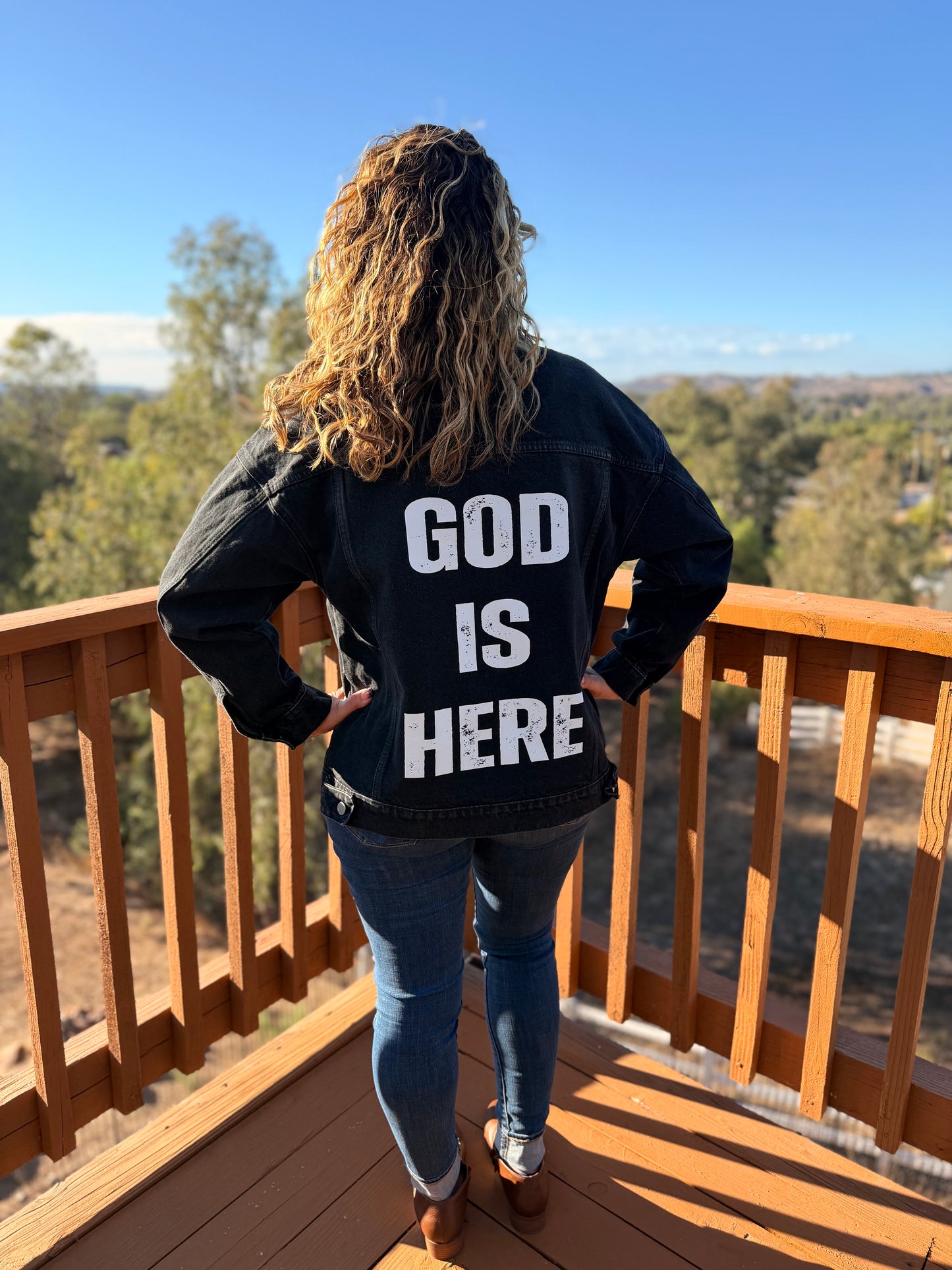 “God Is Here” Denim Jacket
