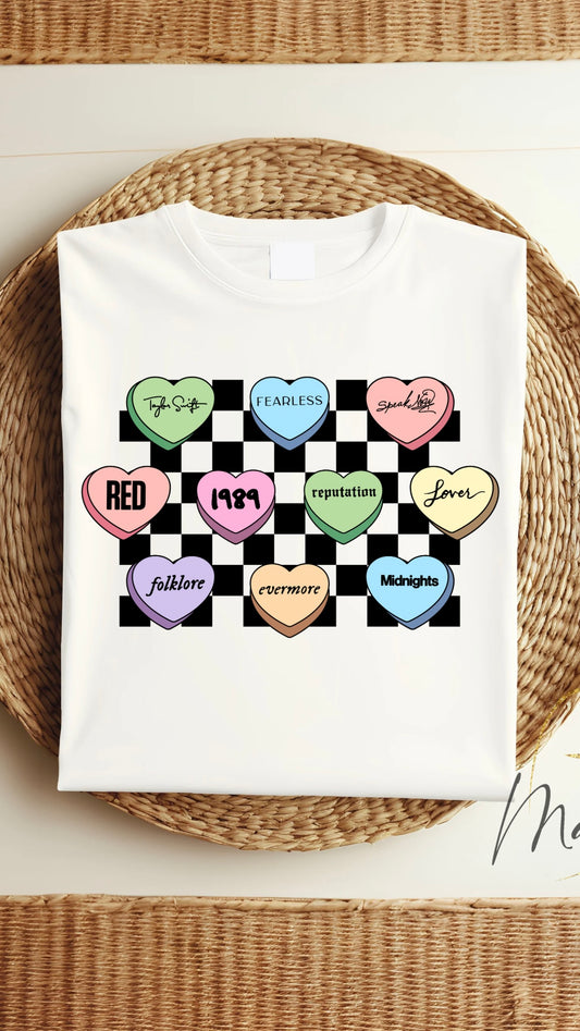 T Swift’s Songs Conversation Hearts DTF Print