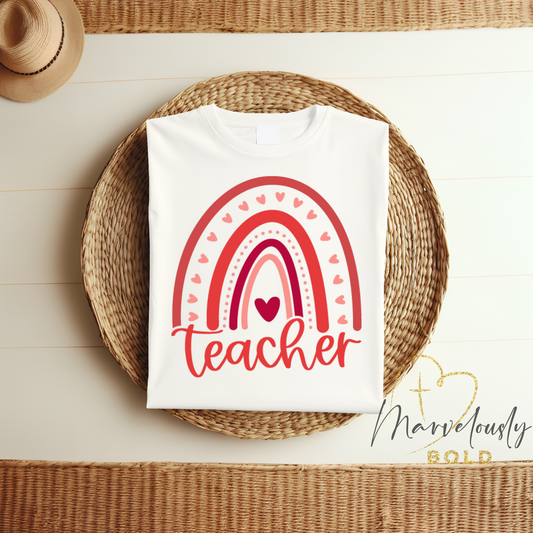 Heart Rainbow Teacher DTF Print