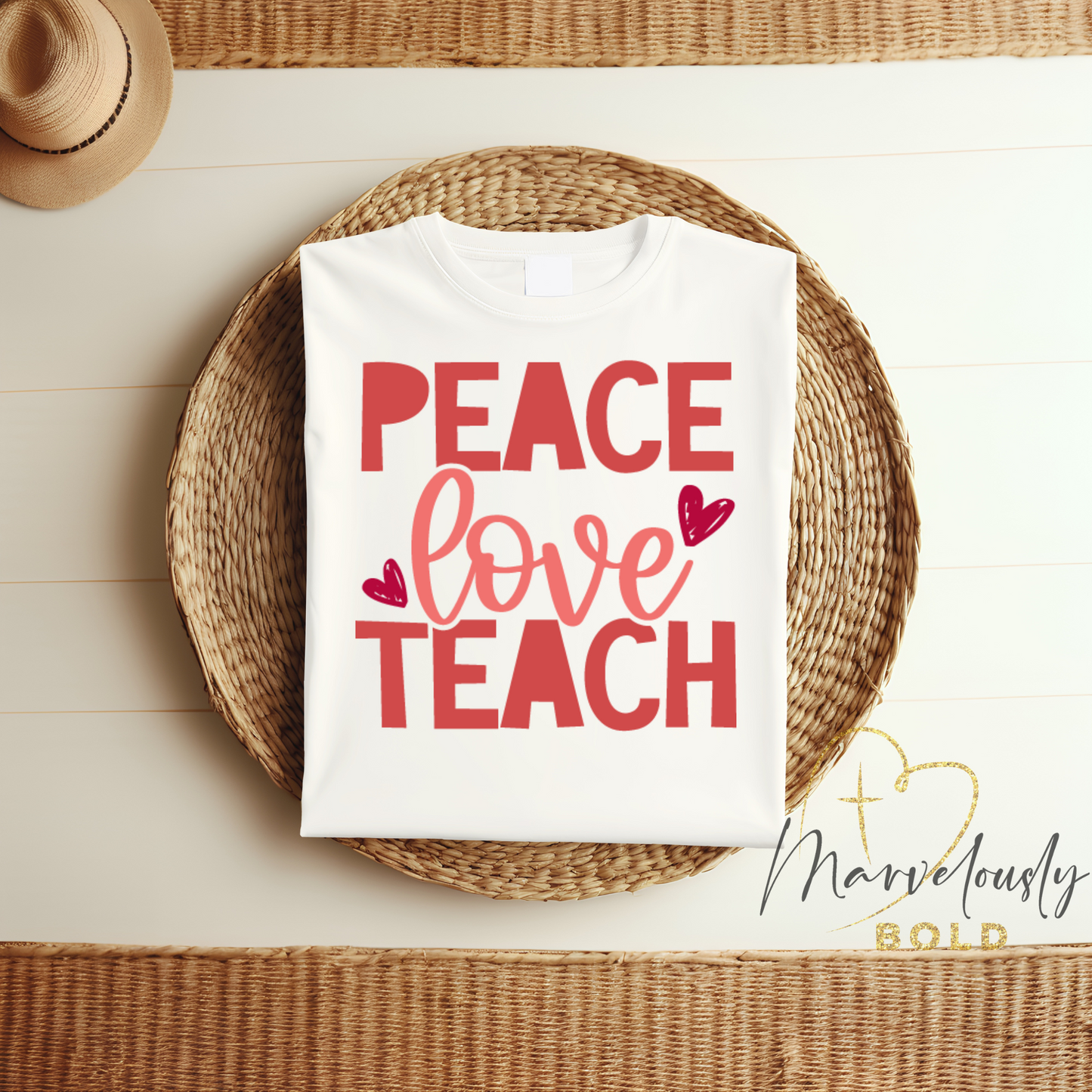 Peace Love Teach DTF Print