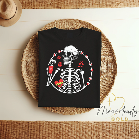 Skeleton with Coffee DTF Print