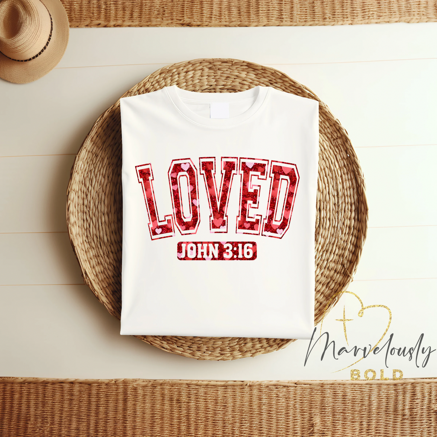 Loved John 3:16 (Heart Print)