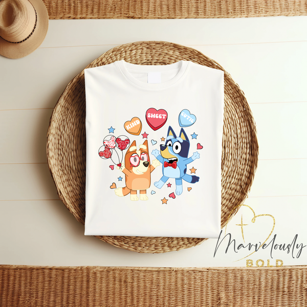 Bluey Conversation Hearts DTF Print – Marvelously Bold