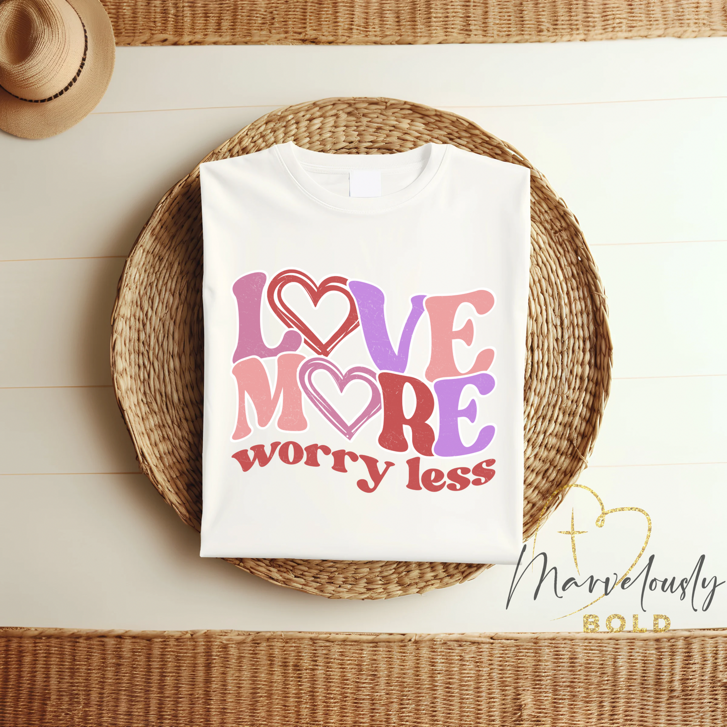 Love More Worry Less (Wavy) DTF Print