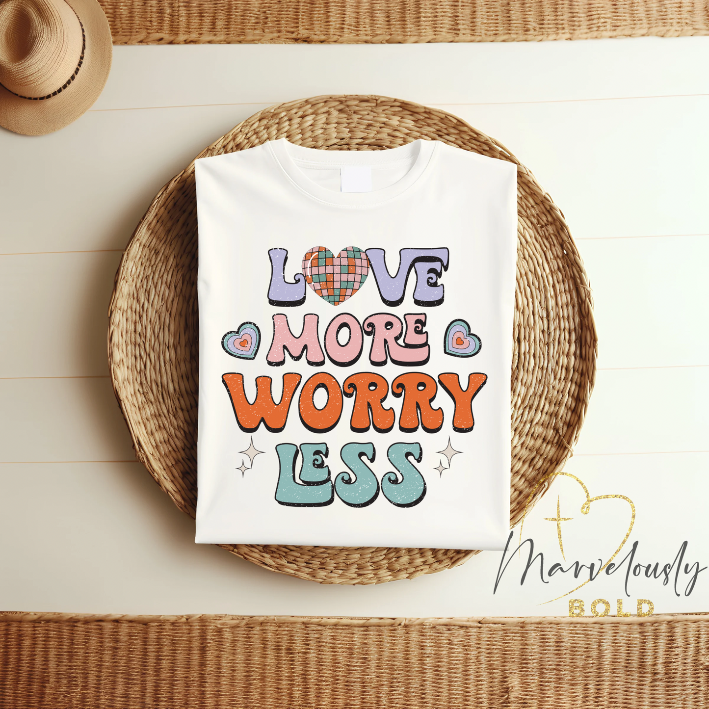 Love More Worry Less (Retro) DTF Print