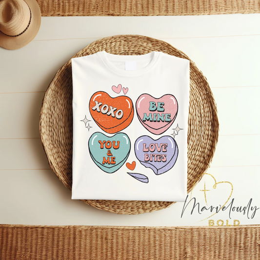 Retro Conversation Hearts DTF Print