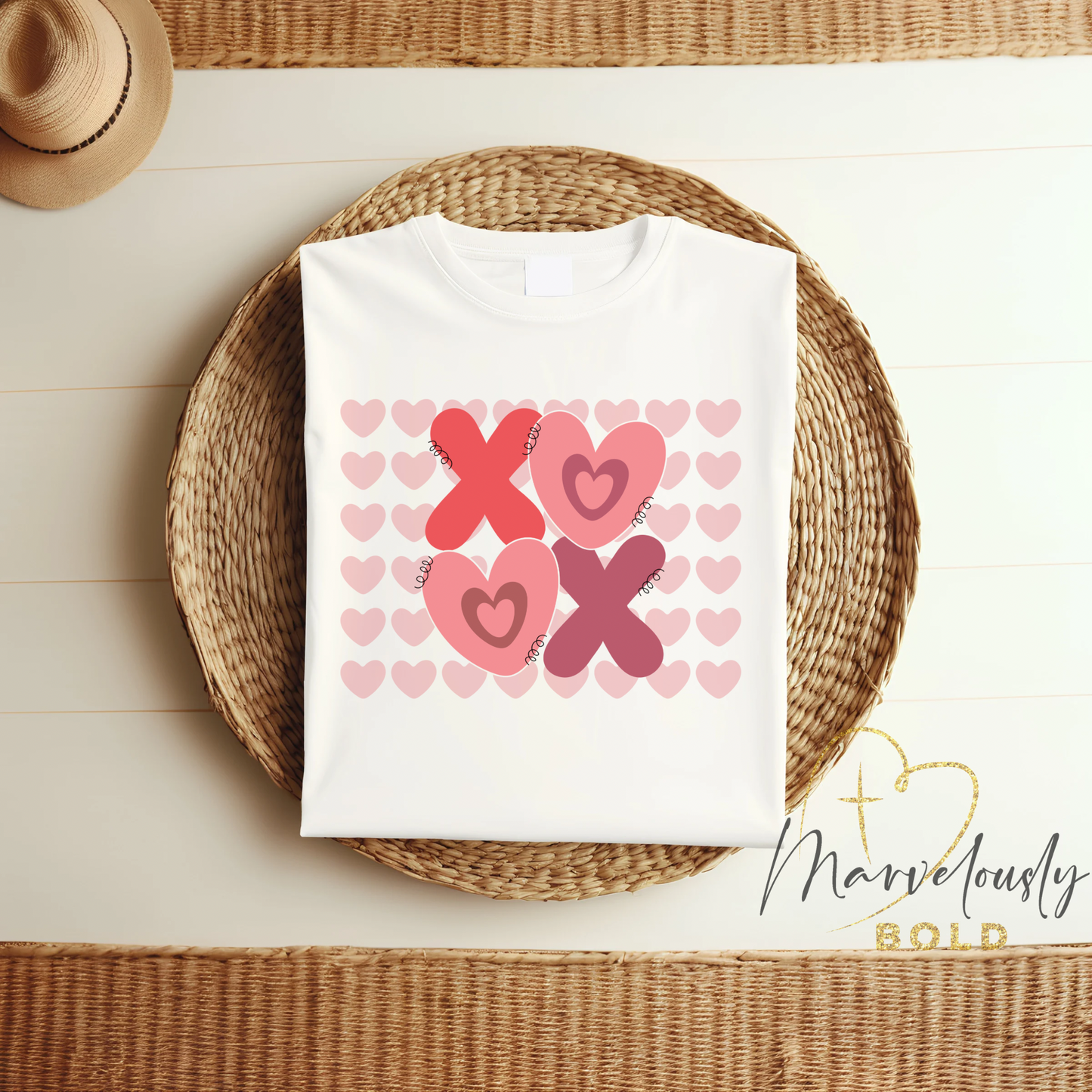 XOXO Heart Patterned DTF Print