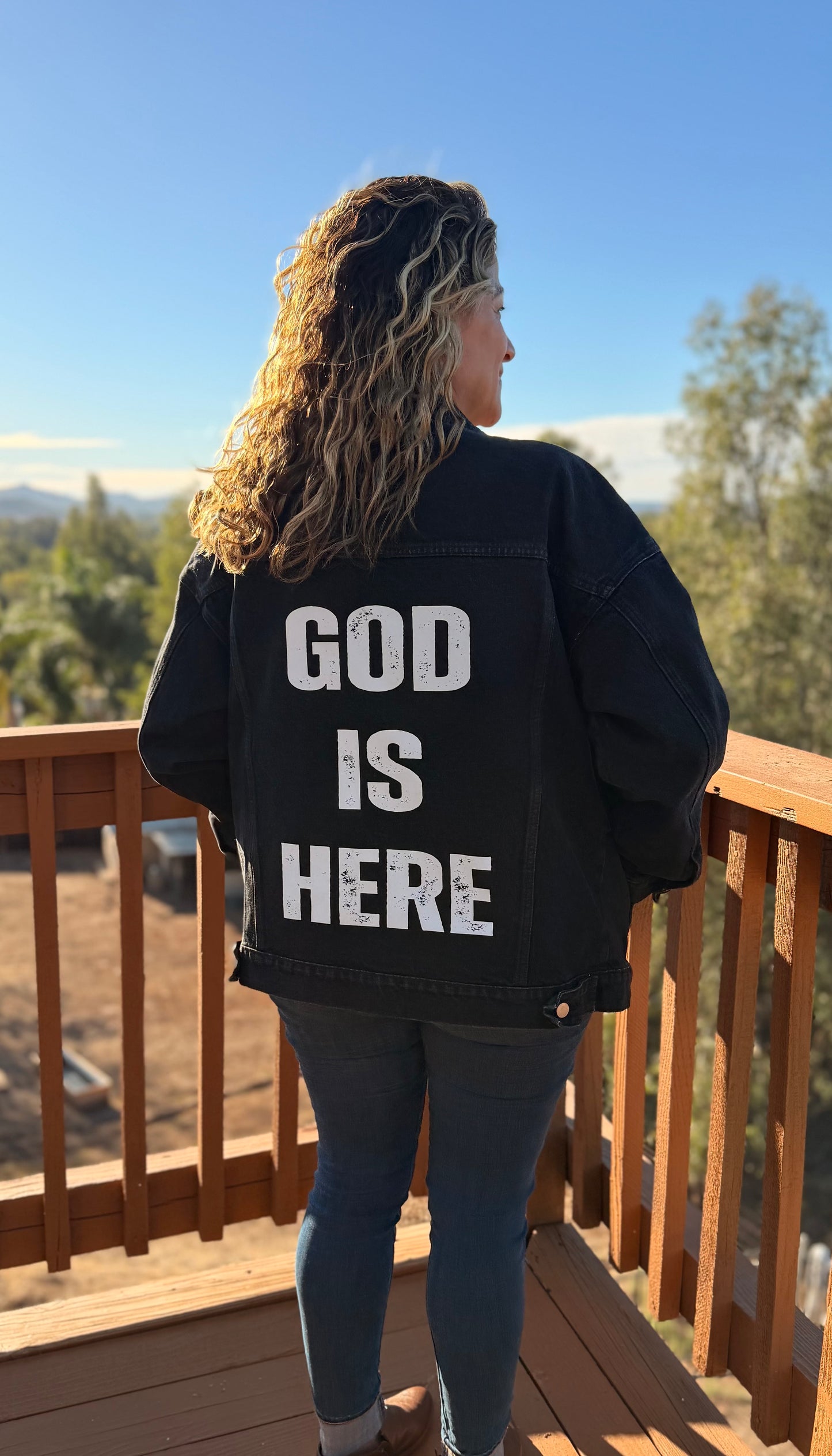 “God Is Here” Denim Jacket