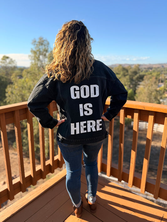 “God Is Here” Denim Jacket