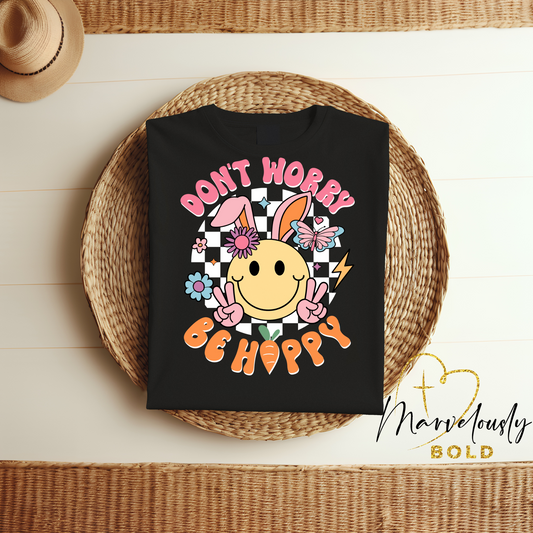 Don't Worry Be Hoppy (Groovy Circle) DTF Print