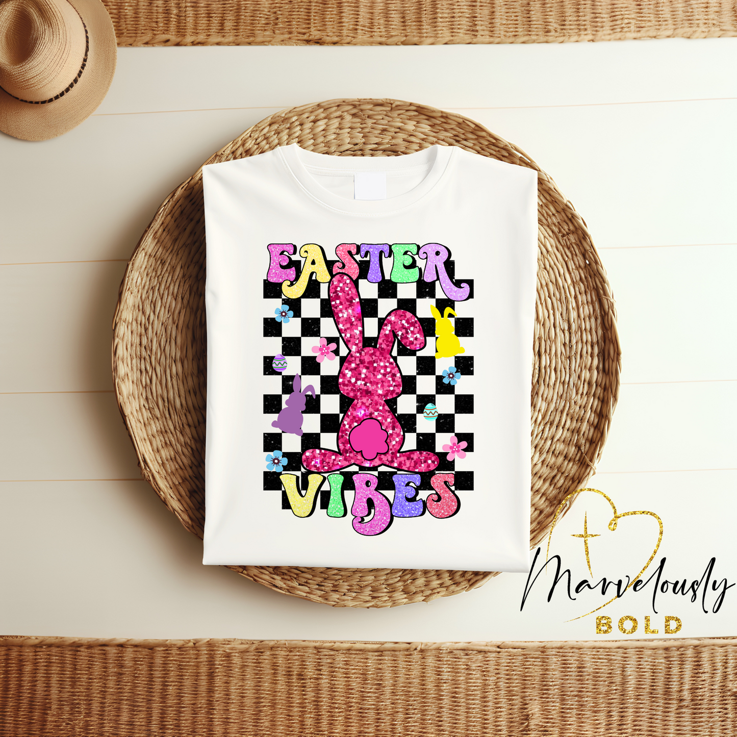 Easter Vibes Checkered DTF Print