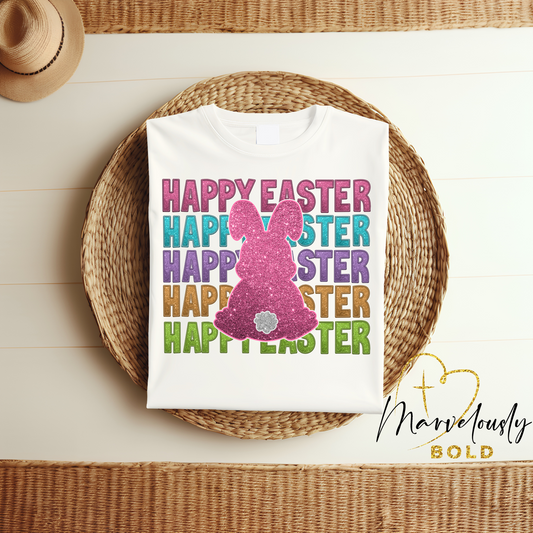 Faux Embroidered Happy Easter DTF Print