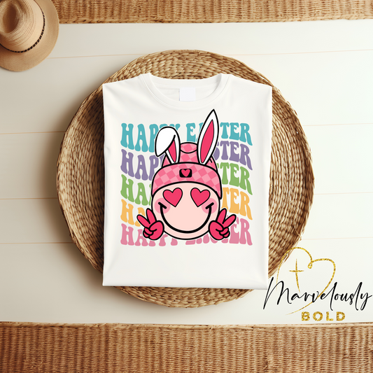 Happy Easter Peace Sign Bunny DTF Print