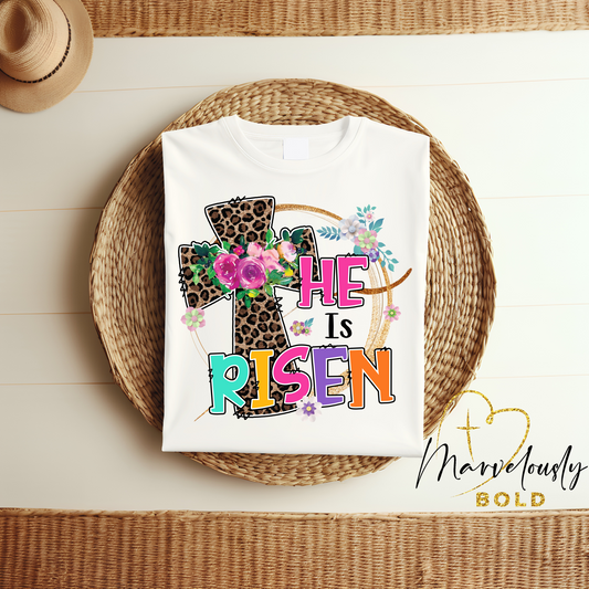 He is Risen (Leopard Cross) DTF Print