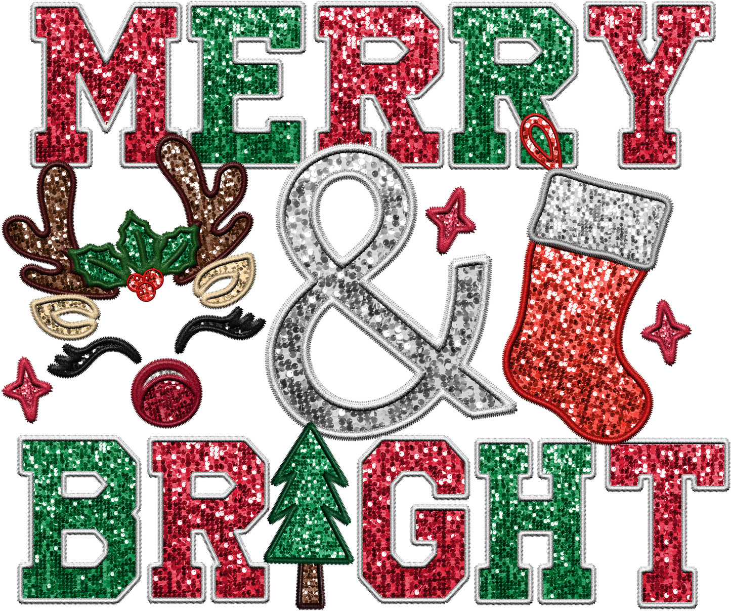 Merry & Bright Christmas DTF Print