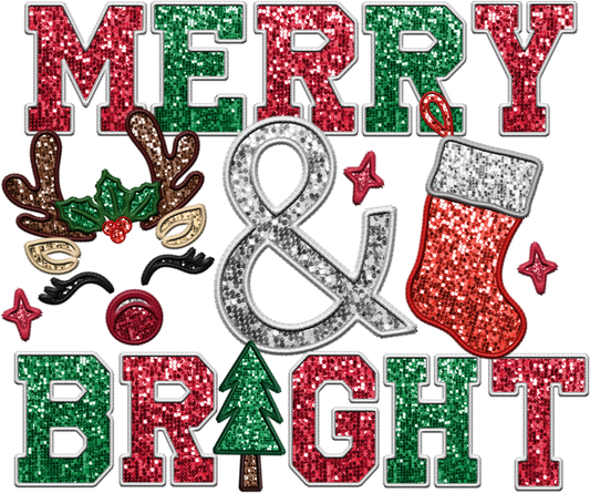 Merry & Bright Christmas DTF Print