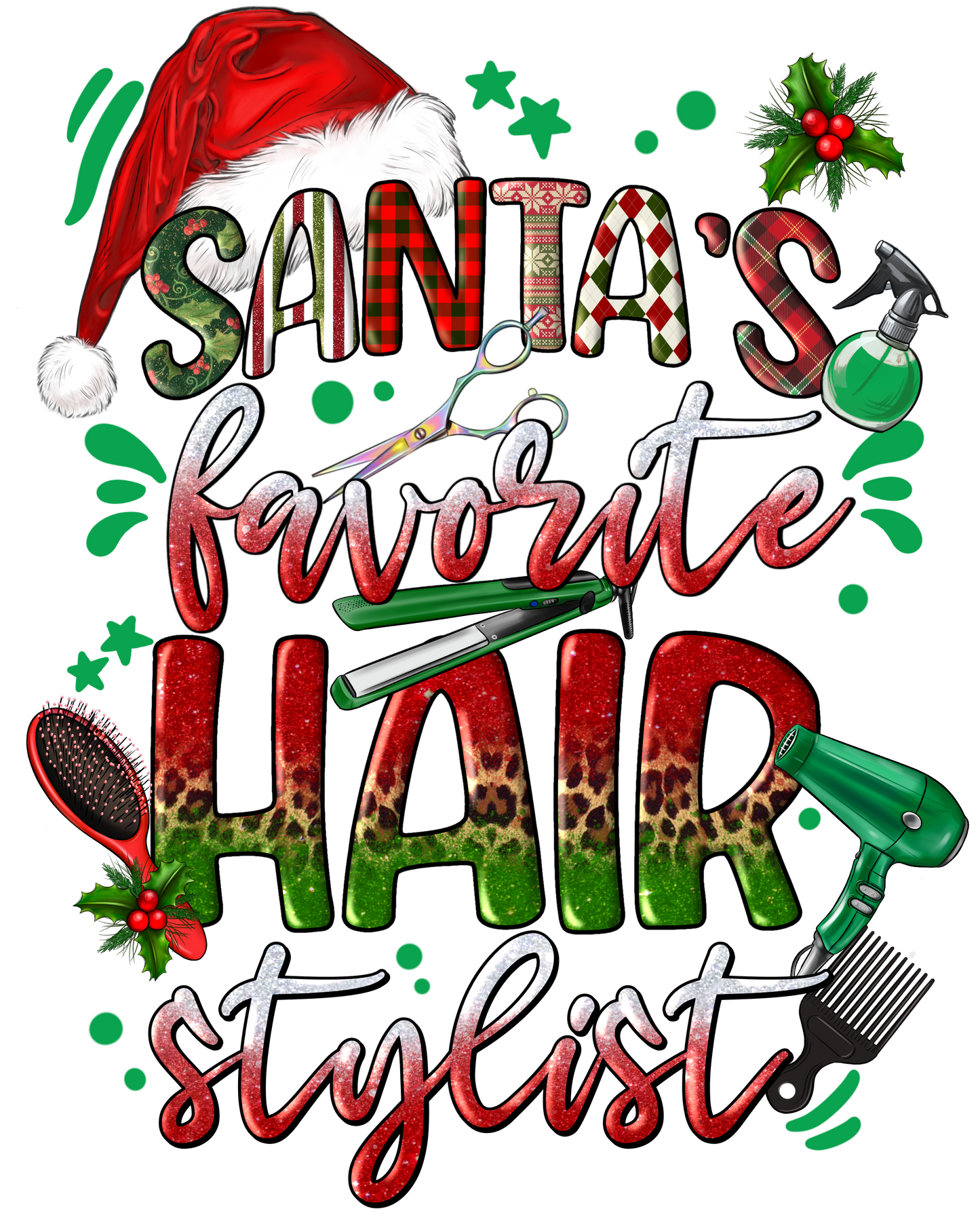 Santa's Favorite Hairstylist DTF Print